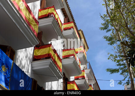 Geschmückten Häuser während der Semana Santa (Karwoche) in Lorca, Provinz Murcia, Spanien Stockfoto