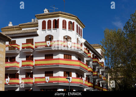 Geschmückten Häuser während der Semana Santa (Karwoche) in Lorca, Provinz Murcia, Spanien Stockfoto