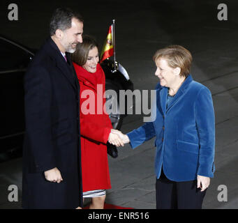 König Felipe VI, Koenigin Letizia von Spanien, BKin Angela Merkel - Treffen der dt. Bundeskanzlerin Mit Dem Spanischen Koenigspaar, Bundeskanzleramt, 1. Dezember 2014, Berlin. Stockfoto