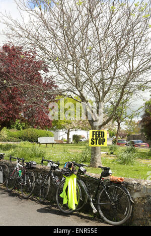 Fahrrad Tour Rest halt in Somerset Stockfoto