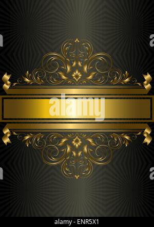 Gold Vintage Muster mit Bändern und Streifen Stock Vektor