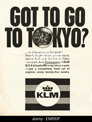 Vintage Anzeige in Zeitschrift der 1960er Jahre datiert 1964 für die Fluggesellschaft KLM Stockfoto
