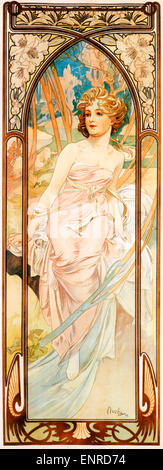 Mucha, morgens zu erwachen, 1899 Jugendstil Poster von tschechischen Künstler Alphonse Mucha für die Serie als Symbol für die Stimmungen der vier Perioden des Tages Stockfoto