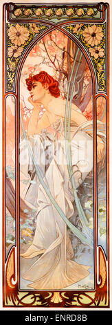 Mucha, Abend Träumerei, 1899 Jugendstil Poster von tschechischen Künstler Alphonse Mucha für die Serie als Symbol für die Stimmungen der vier Perioden des Tages Stockfoto