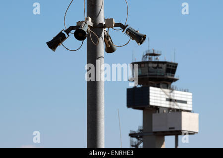 PA-System, Flughafen Düsseldorf, Deutschland. Stockfoto