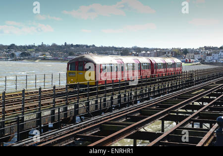 Ryde Pier Eisenbahn Zug Züge ehemaligen Londoner U-Bahn u-Bahn Isle Of Wight Stockfoto