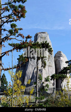 Die große Voliere und Le Rocher, Zoo de Vincennes, zoologische Park von Paris, Frankreich Stockfoto