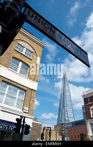 Ein Blick auf die Scherbe von der Union Street in Southwark, SE1, London, England, Vereinigtes Königreich Stockfoto