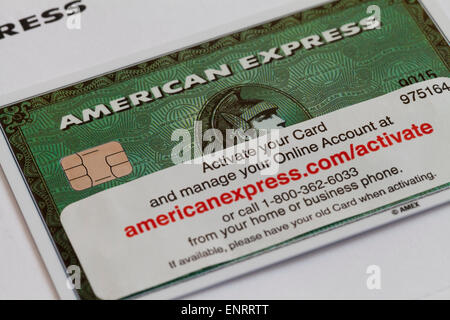 Neue American Express Karte mit Aktivierungsinformationen - USA Stockfoto