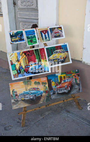 Kunstwerken ausserhalb Galerie, Cienfuegos, Kuba Stockfoto