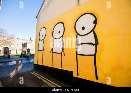 Kunst Wandbild Wand auf Lane neben High Street, Glastonbury, Somerset, England. Glastonbury hat ein New Age Gemeinschaft und viele Mythen Stockfoto