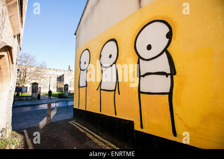 Kunst Wandbild Wand auf Lane neben High Street, Glastonbury, Somerset, England. Glastonbury hat ein New Age Gemeinschaft und viele Mythen Stockfoto