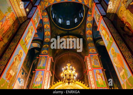 Antike Mosaiken Goldene Leinwand Symbole Kuppel Basilika Saint Michael Monastery Kathedrale Kiew Ukraine. Stockfoto