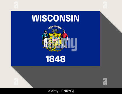 Amerikanischen Bundesstaat Wisconsin flag in flachen Web-Design-Stil. Stockfoto