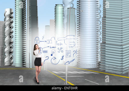 Business-Frau zeichnen ein Symbole Stockfoto