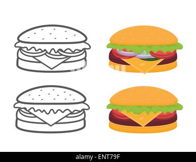 Hamburger und Attribute Stock Vektor