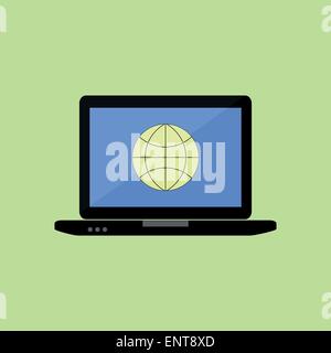 Flache Notebook mit Symbol "Internet" Stock Vektor