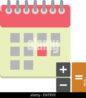 Flache Stilikone Kalender mit Taschenrechner Stock Vektor