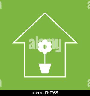 Haus mit Anlage. Weiß auf grün Stock Vektor