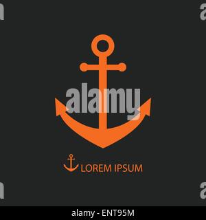 Orange Anker Logo auf schwarz Stock Vektor