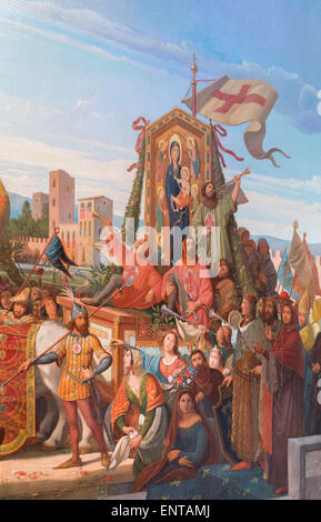 ActiveMuseum 0006265.jpg / die Jungfrau, gezeichnet von Cimabie erfolgt in einer Prozession zur Kirche Santa-Maria-Novelle im Jahr 1270. Der Maler ist eines der ersten Schüler von der Ingres Workshop. Es schien offensichtlich, dass der berühmte Cimabue zuständig, Ingres symbolisch vertreten ist und seine Schüler Giotto nichts anderes als Sturler, selbst ist. 09.10.2013 - / 19. Jahrhundert Sammlung / aktive Museum Stockfoto