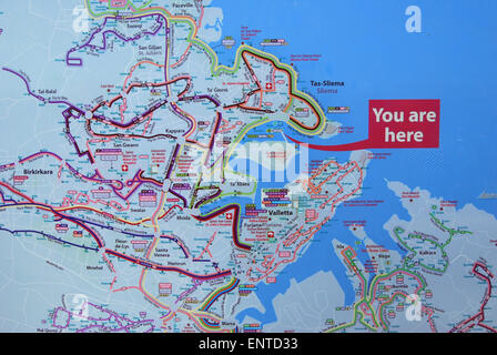 Bus-Plan von North Malta Stockfoto