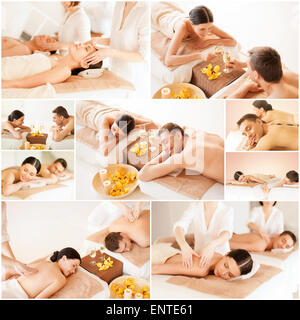 glückliche Familie paar im Wellness-salon Stockfoto