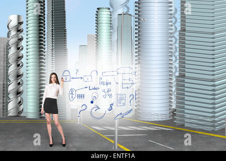 Business-Frau zeichnen ein Symbole Stockfoto