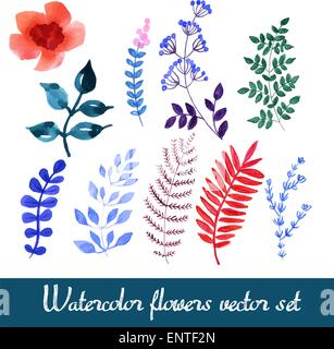 Satz von Aquarell Blumen Stock Vektor