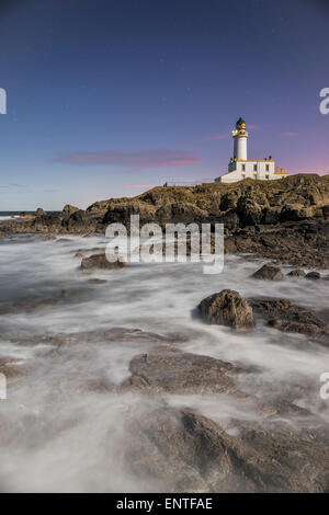 Turnberry Leuchtturm bei Mondschein bei Nacht, Ayrshire, Schottland, UK Stockfoto