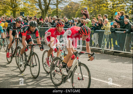 2015 sprint Tour de Yorkshire Endstadium, 275 Werften für die Ziellinie. Stockfoto