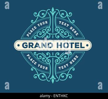 Vintage Logo Vorlage, Hotel, Restaurant, Geschäft oder Boutique Identität. Design mit Schnörkel-elegante Design-Elemente. Lizenzgebühren Stock Vektor