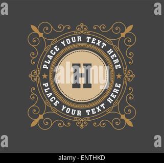 Vintage Logo Vorlage, Hotel, Restaurant, Geschäft oder Boutique Identität. Design mit Schnörkel-elegante Design-Elemente. Lizenzgebühren Stock Vektor