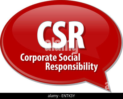 Wort Rede Blase Außenillustration Geschäft Akronym Begriff CSR-Corporate Social Responsibility Stockfoto