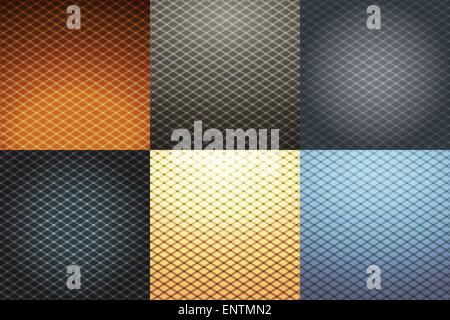 Satz von sechs bunten geometrischen abstrakt Stock Vektor