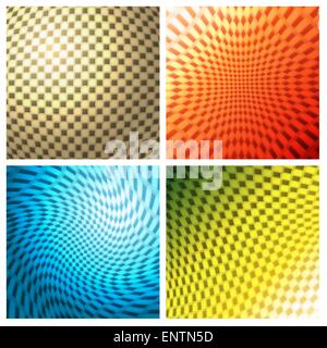 Verdrehte Schachbrett Muster gesetzt. Isoliert auf weißem Hintergrund. Stock Vektor