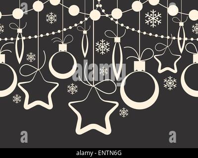 horizontale Musterdesign Weihnachten im alten Papier-Stil Stock Vektor