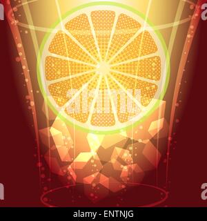 Vektor-abstract Illustration der Zitronenscheibe und Eiswürfel in ein Glas Stock Vektor