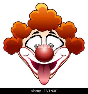 Illustration der rote Clown-Kopf mit schnippte, Zunge Stock Vektor