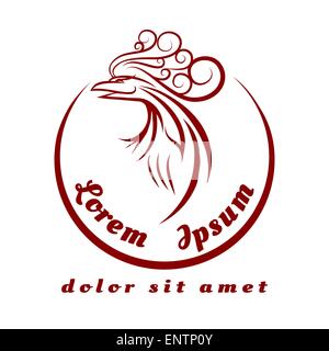 Phoenix-Logo oder Emblem. Nur kostenlose Schriftart verwendet. Monochrome isoliert auf weißem Hintergrund. Stock Vektor