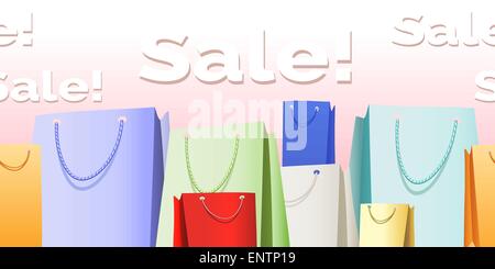 horizontale Musterdesign mit verschiedenen Verkauf Taschen Stock Vektor