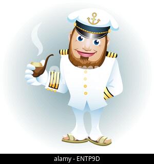 Eine Vektor-Illustration des Mannes in uniform mit Rauchen Rohr Kapitän Stock Vektor