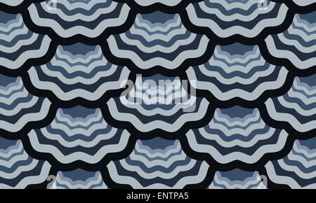 nahtlose Skalierung Wellenmuster im alten Stil gezeichnet Stock Vektor