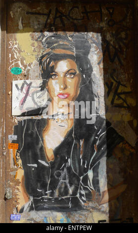 Amy Winehouse Straßenkunst in Gracia Viertel von Barcelona Stockfoto