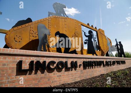 Lincoln-Tank-Denkmal, Tritton Straße Kreisverkehr, Lincoln, Lincolnshire, UK Stockfoto