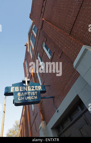 Die ursprüngliche Ebenezer Baptist Church, Heimat Pfarrei von Martin Luther King, historischen vierten Ward, Atlanta, Georgia, USA Stockfoto