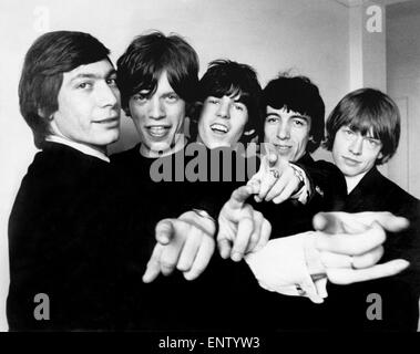 Die Rolling Stones l-R Charlie Watts, Mick Jagger, Keith Richards, Bill Wyman und Brian Jones. 23. April 1964 Stockfoto