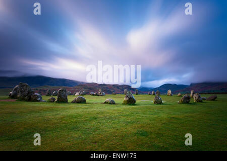 Castlerigg Steinkreis im frühen Morgenlicht, englischen Lake District Stockfoto