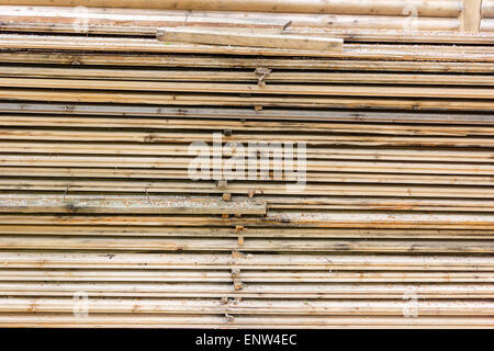 Auswahl von frisch gesägtem Holz Material. Holzbalken Stockfoto