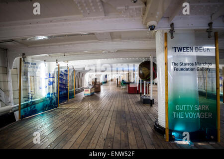 Cutty Sark ist eine britische Klipper aus dem Jahr 1869 und ist jetzt einer ständigen Museumsausstellung auf dem Display in Greenwich, England Stockfoto